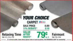 Menards Your Choice Carpet offer