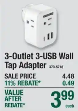 Menards Performax 3-outlet 3-usb wall tap adapter offer