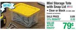 Menards Mini Storage Tote with Snap Lid offer