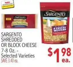 Ingles Markets Sargento shredded or block cheese offer
