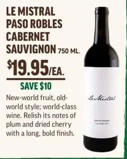 Central Market Le Mistral Paso Robles Cabernet Sauvignon offer