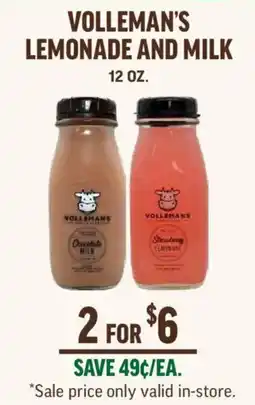 Central Market Vollemans lemonade and milk offer