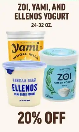 Central Market Zoi, Yami, and Ellenos Yogurt offer