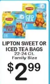 Foodland Lipton sweet or iced tea bags offer