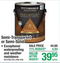 Menards Pittsburgh paints & stains paramount offer