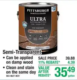 Menards Pittsburgh ultra advanced semi-transparent offer