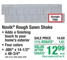Menards Novik rough sawn shake offer