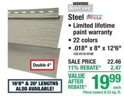 Menards Premium pro-lap steel offer