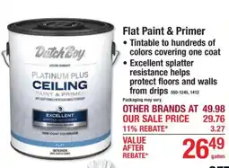 Menards Dutch Boy flat paint & primer offer