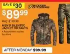 Dunham's Sports Burton men's silentec jacket or pants offer