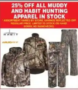 Dunham's Sports Muddy and Habit Hunting Apparel offer