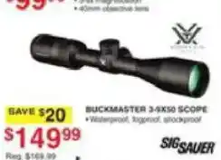 Dunham's Sports Sig Sauer buckmaster 3-9x50 scope offer