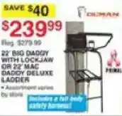 Dunham's Sports Olman 22' Big Daddy With Lockjaw Or 22' Mac Daddy Deluxe Ladder offer