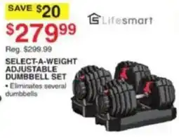 Dunham's Sports Lifesmart select-a-weight adjustable dumbbell set offer