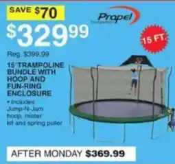 Dunham's Sports Propel 15' trampoline bundle with hoop and fun-ring enclosure offer