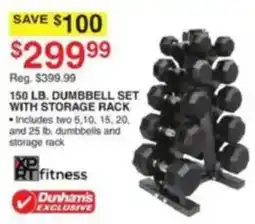 Dunham's Sports Xprt Fitness 150 Lb. Dumbbell Set With Storage Rack offer