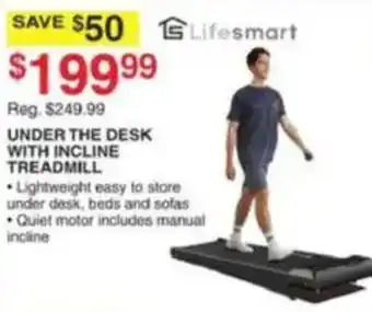 Dunham's Sports Lifesmart under the desk with incline treadmill offer