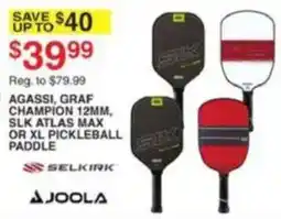 Dunham's Sports Selkirk Agassi, Graf Champion 12mm, Slk Atlas Max or Xl Pickleball Paddle offer