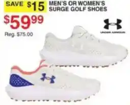 Dunham's Sports Under Armour men's or women's surge golf shoes offer
