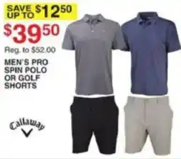 Dunham's Sports Callaway men's pro spin polo or golf shorts offer