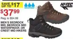 Dunham's Sports Hi-Tec Men's Bedrock Mid, Bedrock Mid Waterproof, or Crest Mid Hikers offer