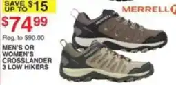 Dunham's Sports Merrell Men's or Women's Crosslander 3 Low Hikers offer