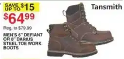 Dunham's Sports Tansmith Men's 6" Defiant or 8" Darius Steel Toe Work Boots offer