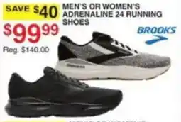 Dunham's Sports Brooks men's or women's adrenaline 24 running shoes offer