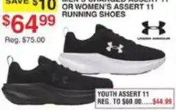 Dunham's Sports Under Armour men's or women's assert 11 running shoes offer