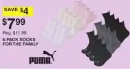 Dunham's Sports Puma 6-pack socks for the family offer