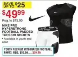 Dunham's Sports Nike Pro Hyperstrong Football Padded Tops or Shorts offer