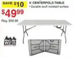 Dunham's Sports Wfs 6' centerfold table offer