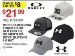 Dunham's Sports Oakley men's o-original trucker or blitzing 3.0 or men's or boys' blitzing 4.0 hat offer