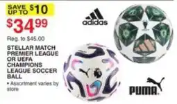 Dunham's Sports Adidas Stellar Match Premier League or UEFA Champions League Soccer Ball offer