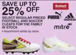 Dunham's Sports Riddell Football and Soccer Cleats offer