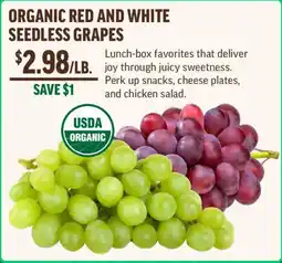 Central Market Organic red and white seedless grapes offer