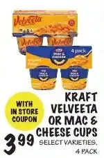 Foodarama Kraft velveeta or mac & cheese cups offer