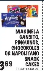 Foodarama Marinela Gansito, Pinguinos, Chocoroles or Napolitanos Snack Cakes offer