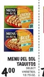 Foodarama Menu del sol taquitos offer