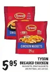 Foodarama Tyson breaded chicken nuggets, pino nuggets or patties offer
