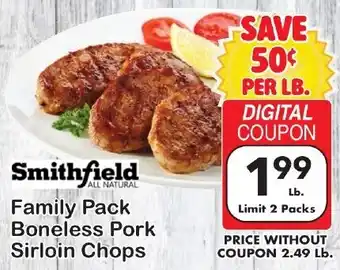 Smithfield Family Pack Boneless Pork Sirloin Chops