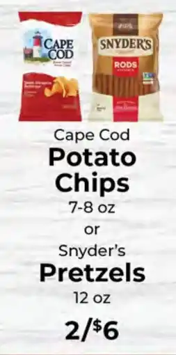 Sunset Foods Cape Cod Potato Chips or Snyder's Pretzels offer