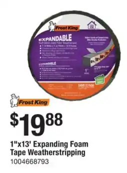 The Home Depot 1x13' Expanding Foam Tape Weatherstripping offer