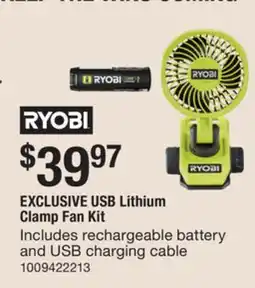 The Home Depot EXCLUSIVE USB Lithium Clamp Fan Kit offer