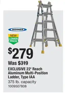 The Home Depot EXCLUSIVE 22' Reach Aluminum Multi-Position Ladder, Type IAA offer