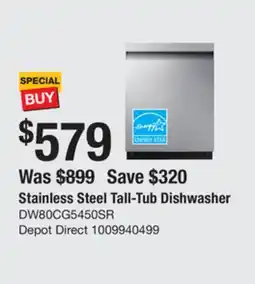 The Home Depot SAMSUNG Stainless Steel Tall-Tub Dishwasher offer