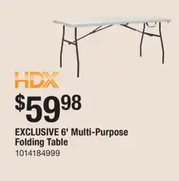 The Home Depot EXCLUSIVE 6' Multi-Purpose Folding Table offer
