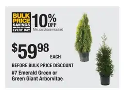 The Home Depot 7 Emerald Green or Green Giant Arborvitae offer