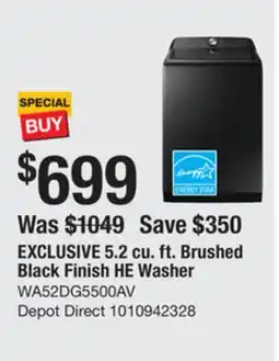 The Home Depot EXCLUSIVE 5.2 cu. ft. Brushed Black Finish HE Washer offer