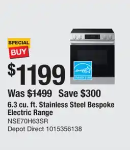 The Home Depot SAMSUNG 6.3 cu. ft. Stainless Steel Smart Electric Range offer